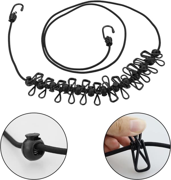 1 st klädstreck, bärbar elastisk justerbar infällbar utomhus
