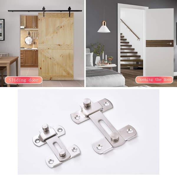 2-pak dørbolte i rustfrit stål med skrue, tryk- og træk-dørlås