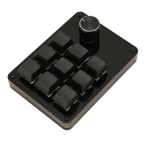 Mini 9-key Keyboard with Knob, Macro, Mechanical Keyboard, Replaceable Blue Switches, Key Line Separation