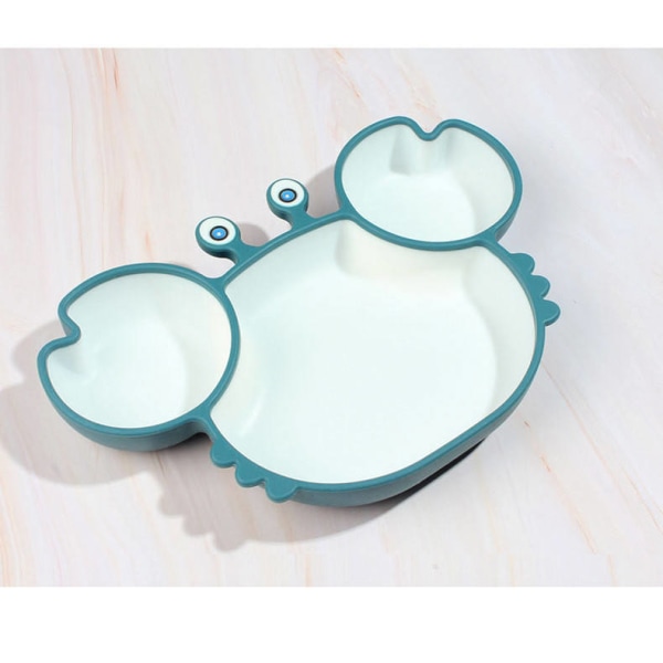 Blå silikon sugeplate for småbarn - selvmatende trening Delt tallerkenfat og skål for baby og småbarn, passer