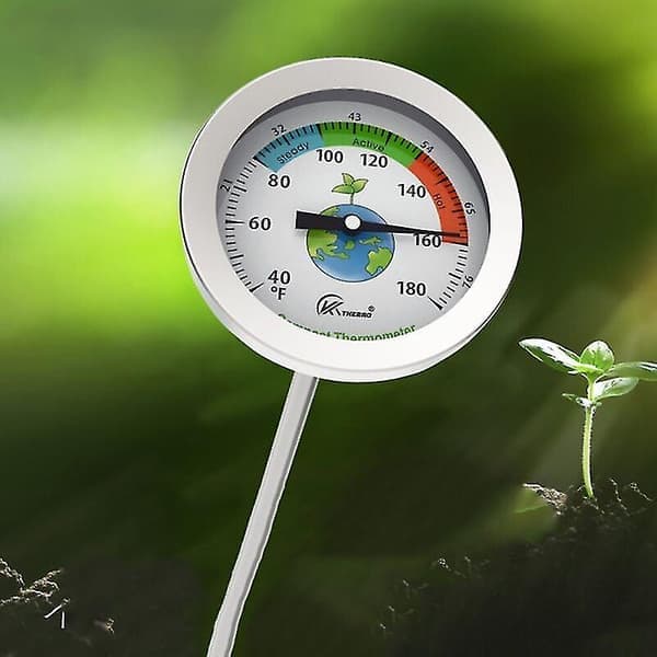 Komposttermometer - Rustfritt ståltermometer for hjemme- og hagekompostering - 54 mm diameter C & F urskive, 500 mm temperatursensor Cisea Compost
