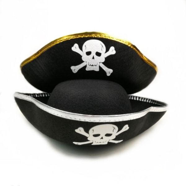 Piratfilthatt för barn, , Piratdräktmössa med dödskalle och korssvärdsdesign, Piratkostymrekvisita för Halloween, Dre