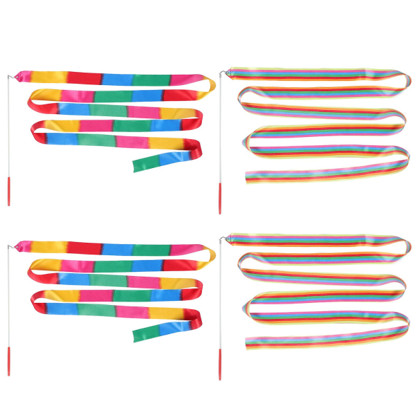 4 st Gymnastikstavar Barn Gymnastikband Dans Gymnastikbanderoll Gymnastikstav Gymnastikband Assorted Color 400x4.5cm