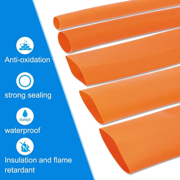Krympeslange, 1/2 tomme ID 33 fod lang 2:1 forhold polyolefin kabelmuffe til elektrisk ledningsisolering, styring, orange SQUARE item_package_quantity