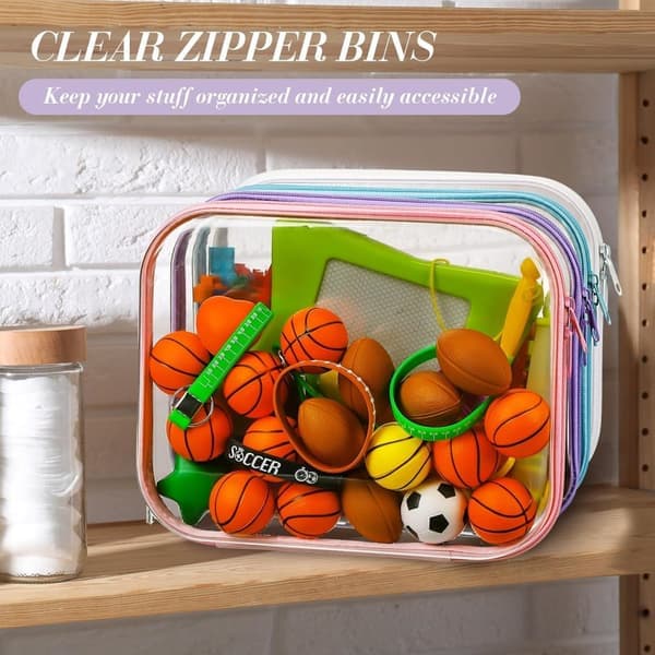 Transparent Storage Boxes - Hard, Clear Zippered Makeup Bags - 4 Pack