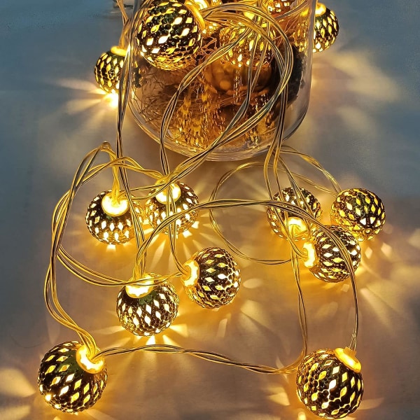 String Lights 20 Golden LED Globe Lights, 9,84 Ft Lämmin valkoinen Fairy Lights Akkukäyttöinen merkkivalo sisäkäyttöön häihin, puutarhaan