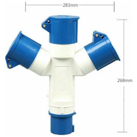 Industrial 3-pole socket, 16 A, 220 V, IP44 – power strip for caravan/camping/boat, construction site, industrial socket