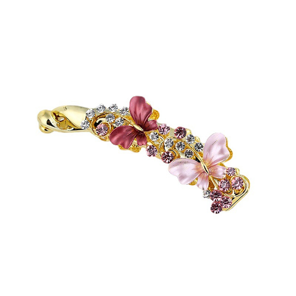4 st. Blommiga Rhinestone Banan-Hårklämmor, Hårfäste för Hästsvans, Styling för Kvinnor