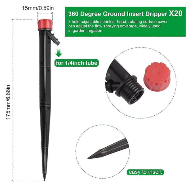 Irrigation Drip, Drip Emitters, 20 Pcs Micro Spray 360 Degree 8-Hole Adjustable Water Flow Micro Bubble Sprinkler Drip Irrigation