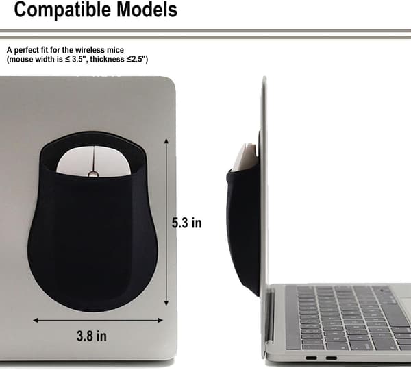3-pak universel selvklæbende musepose, museetui til bærbar computer, genanvendelig selvklæbende holder til trådløs Magic Mouse, bæretaske musepose