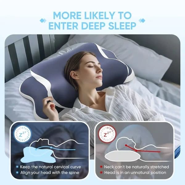 Ergonomisk Nakkepude i Memory Foam – Sommerfugleformet Pude til Søvn & Afslapning