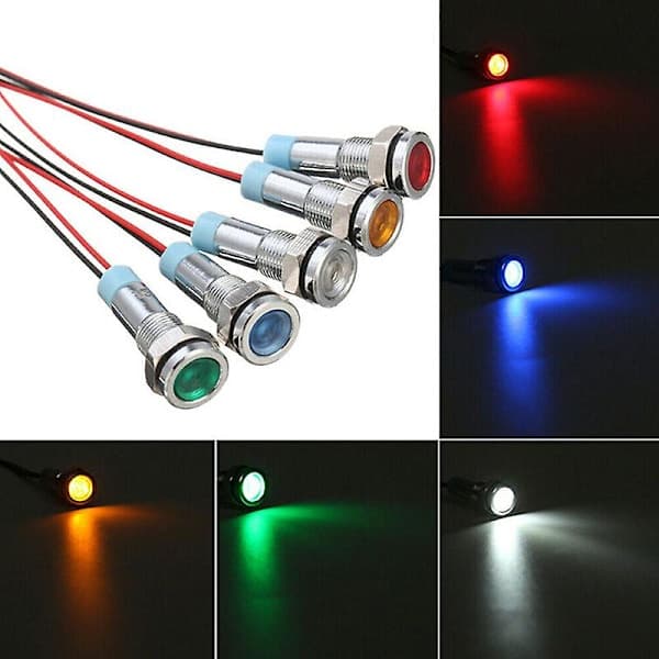 5x Car Boat 12v-24v 6mm LED Indicator Light Dashboard Panel Warning Lamp Shytmv