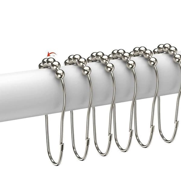 Duschdraperiringar, set om 12, rostfritt stål, silver