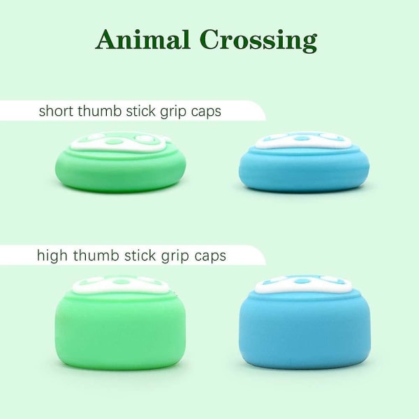 Controller Thumb Grip Caps, Animal Forest Silikon Cover Krydsgreb Knapper (4 stk., Grøn + Blå)
