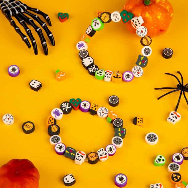 200 stk Halloween Polymer Leirperler, Blandede Heishi Spacer Beads Rekvisita for kvinner Jenter DIY Armbånd Ørepynt Halskjede J