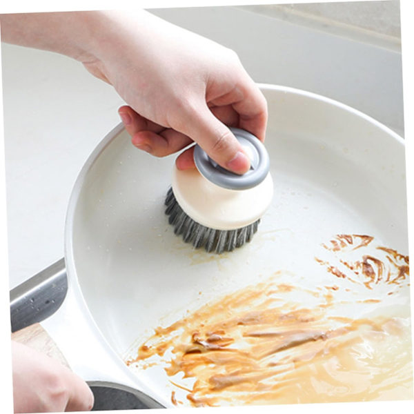 Grey Kitchen Cleaning Brush with Handle Multifunctional Dish Brush