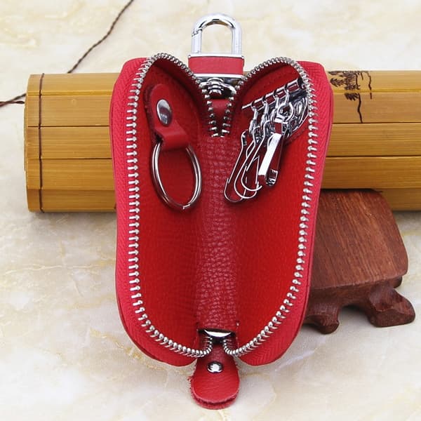 Crocodile Leather Key Case with Four Key Ring Functions, Home Key Pack, Quick Release Button, Car Key Case (Orange)