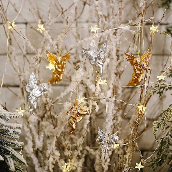 Guld Engelengel Vedhæng Dukke Hjem Nyårs Ornament Navidad Juletræ Guld Engel