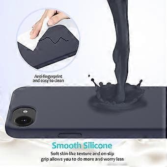 Deksler til iPhone 16e, Fallsikkert Flytende Silikon Mykt Fôr Bakside Telefondeksel - Midnattsblå Midnight Blue
