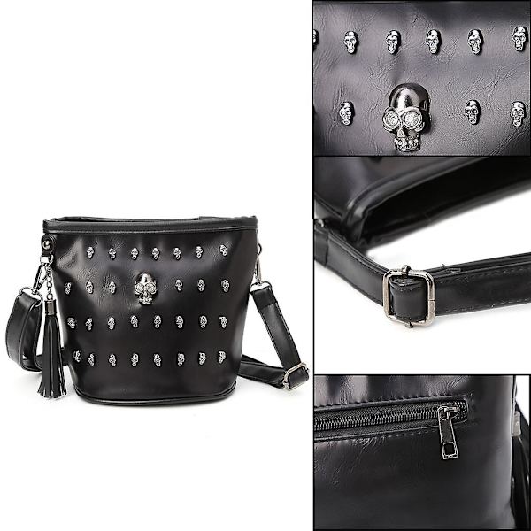 Mode Kvinna Skalle Punk Goth Tassel Messenger Axelväska Crossbody Handväska Multi