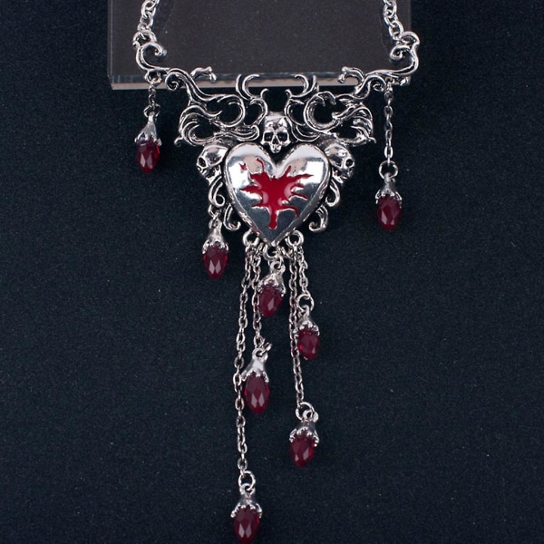 En uppsättning av 1 Fashion Red Drip Diamond Crystal Stud örhängen Halsband för kvinnorA
