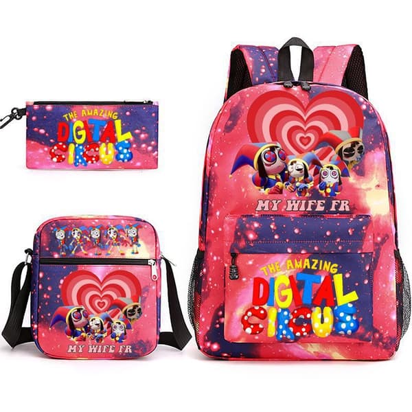 The Amazing Digital Circus Backpack Set, School Bag with Lunch Bag & Pencil Case, Student Backpack Collection**14 14 14