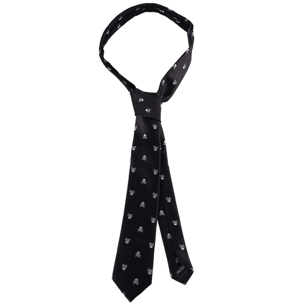 Halloween Skräckskalle printed slips Lång halsring för dansfest Spökfestival (svart) Svart140X6CM Black 140X6CM