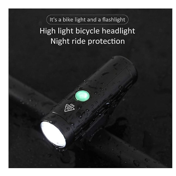 Cykel Forlygte, USB Genopladelig Cykel Forlygte MTB IPX5 Vandafvisende Cykling Forlygte (Sort)