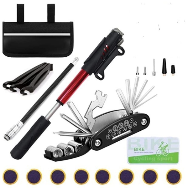 Bike Tool Kit, Bike Puncture Repair Kit Bike Multi Tool, Tire Levers, Air Valve, Patch Kit, Bike Accessories