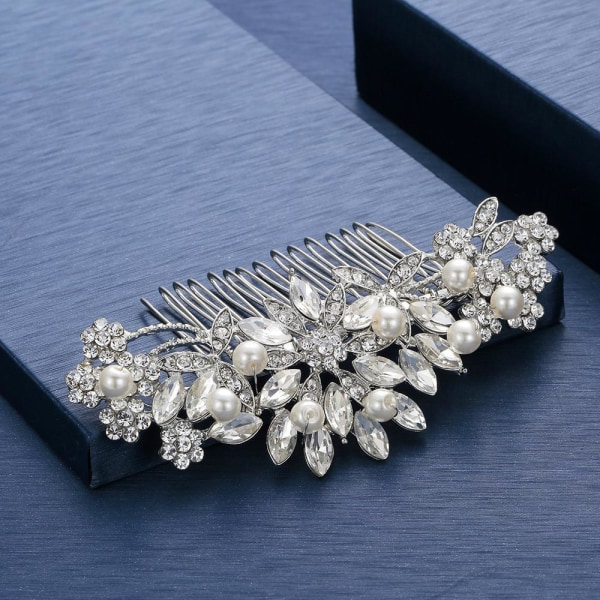 silvery Fairy Crystal Bridal Hair Piece Wedding Hair Comb Bride Veil Clip Gift