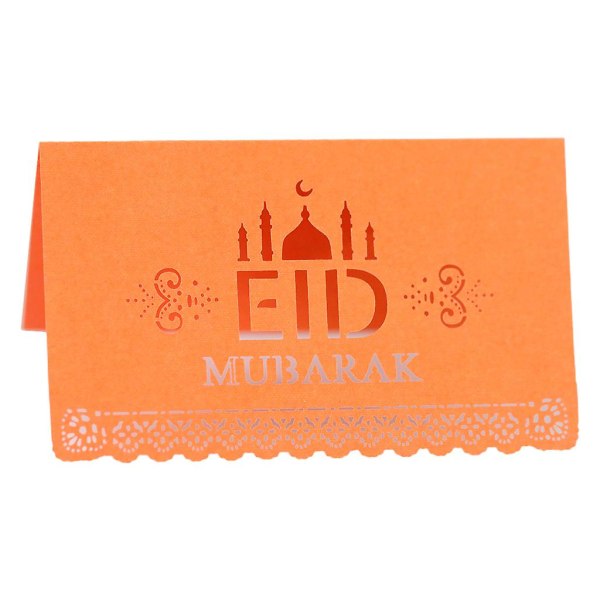 100 kpl Paperinen postikortti Ramadan Party -istuintaulukko Kutsu Cutout Menu Board Juhlakoristeet Oranssinpunainen