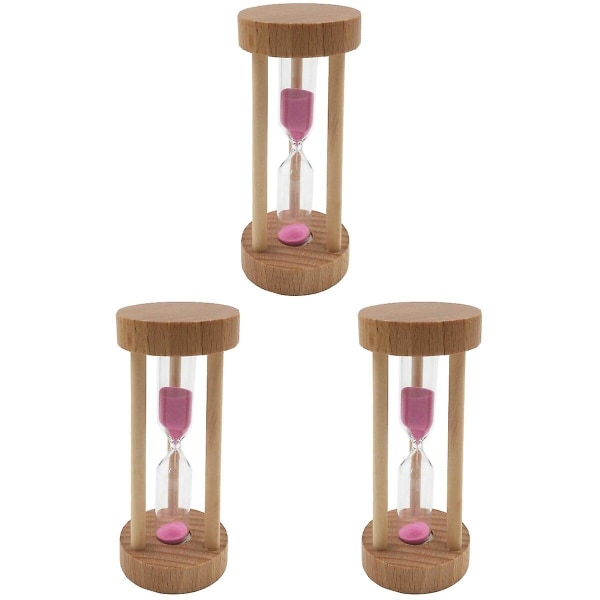 3 stk 3 Minutters Tre Sandklokke Timeglass Rosa Sand Timer Klokke Bord Skrivebord Dekorasjon 3 stk 3pcs