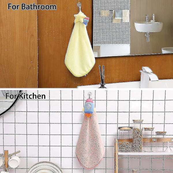 Hängande Kökshanddukar med Slinga Söta Cartoon Mjuka Absorberande Snabbtorkande Köksbadrum Mikrofiber Hängande