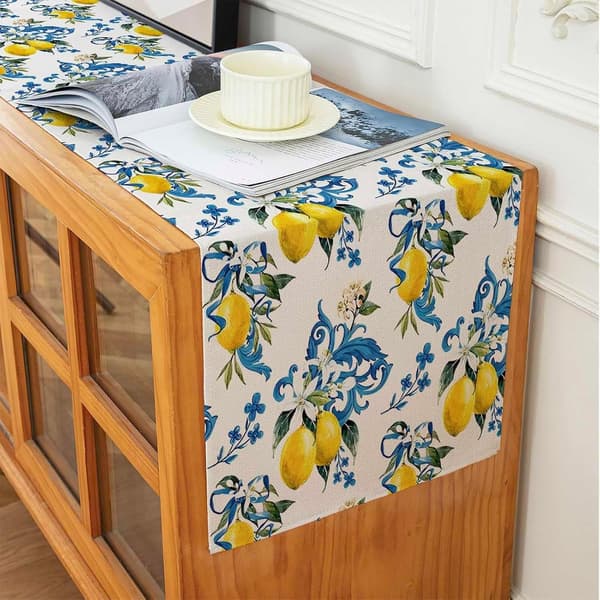 Lemon Table Runner Summer Table Decorations Table Runner Table Decoration Summer Table Runner Washable Table Runner for Kitchen Table Holiday Party De