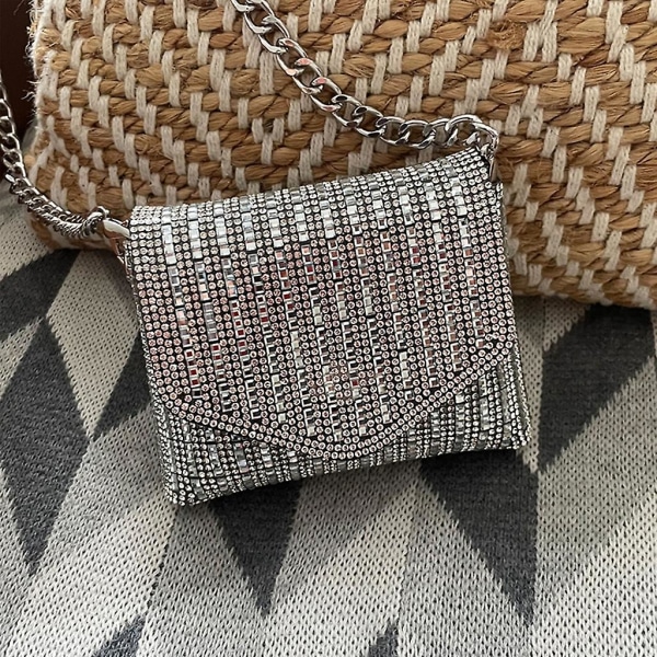 Elegant Aftenspose Handtaske Party Clutch Kvinder Luksus Skuldertaske Med Kæde Blå