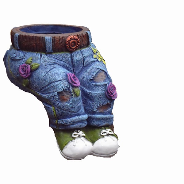 Hartsvans i form av antika jeansbyxor, kruka i denim för bonsai, suckulenter och blommor, prydnad för kontor, hem och trädgård