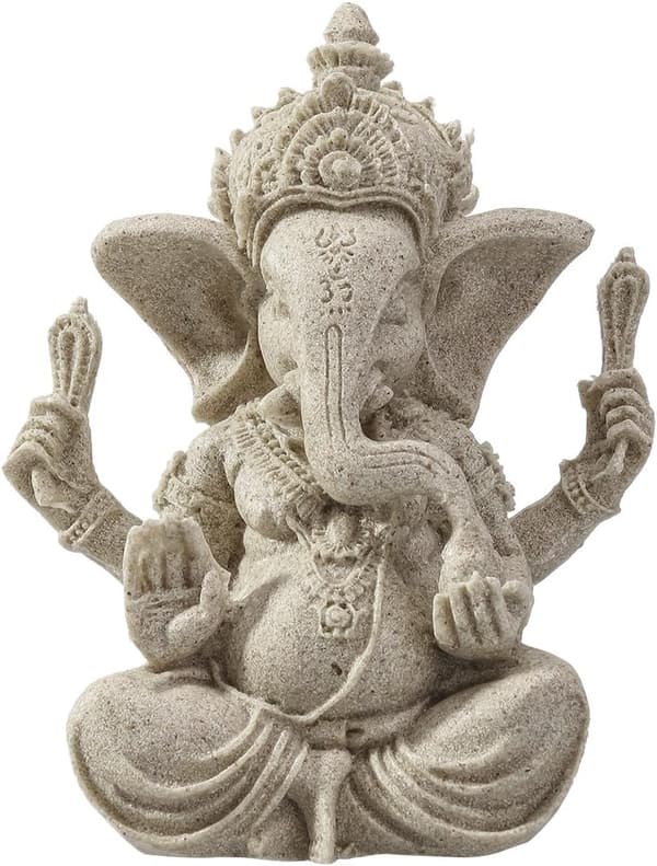 Elefantstatue i sandsten Ganesha Buddha håndlavet figur