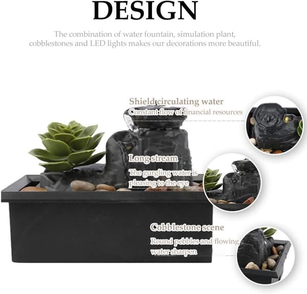 Indoor Fountain with LED Light for Relaxation and Office Decoration