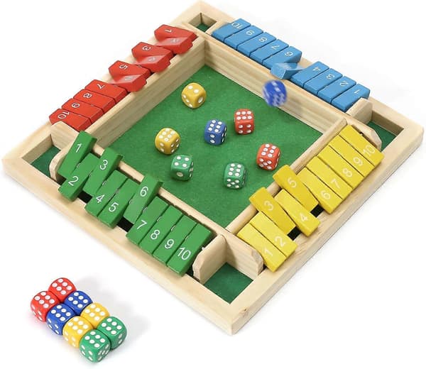 Puinen Shut The Box -peli – Klassinen noppapeli ja pulmapeli perheille ja juhliin