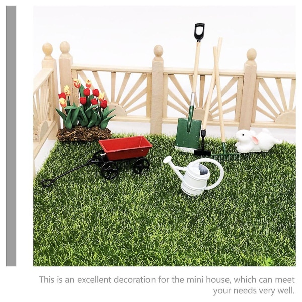 1 set dockhus Miniatyr Farm Tool Kit Simulerat trädgårdsredskap Modell Microlandscape Decor10,2x 10.2x1cm