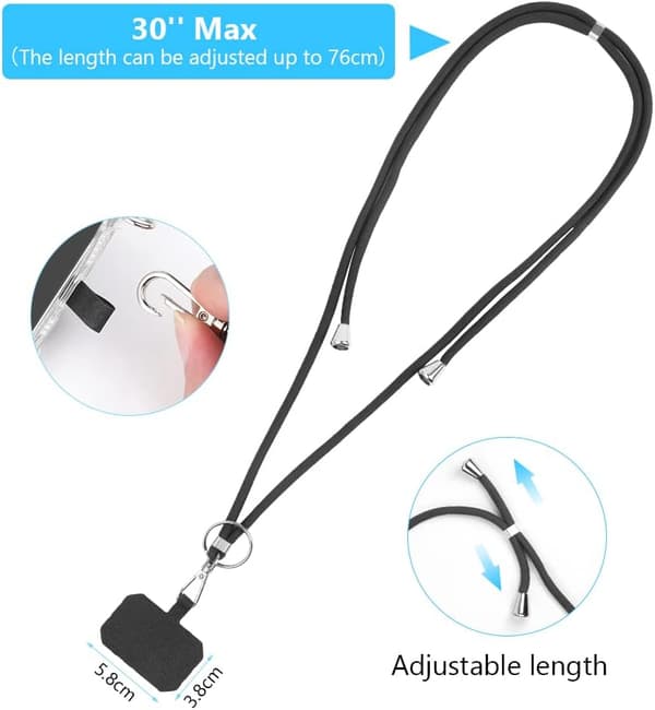 Adjustable Universal Phone Lanyard, Neck Strap, Shoulder Strap, Wrist Strap, Compatible with Most Phone Cases [JUN]