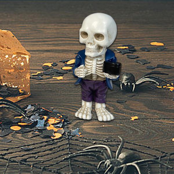Halloween Skelet-Dukke Ornament Hjem Kontor Harpiks Håndværk Opret Dekoration Gave OrnamentC