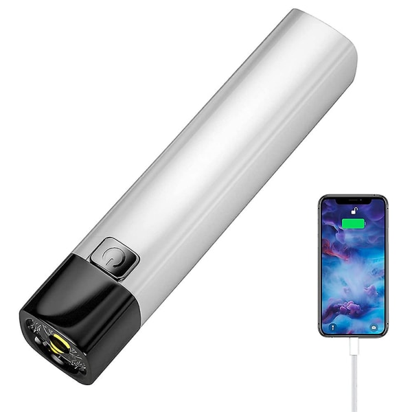 Minificklampa, USB uppladdningsbara ficklampor, Mobil Power Ficklampa Inbyggt batteri Gäller nattläsning Cykling Camping, vitVit