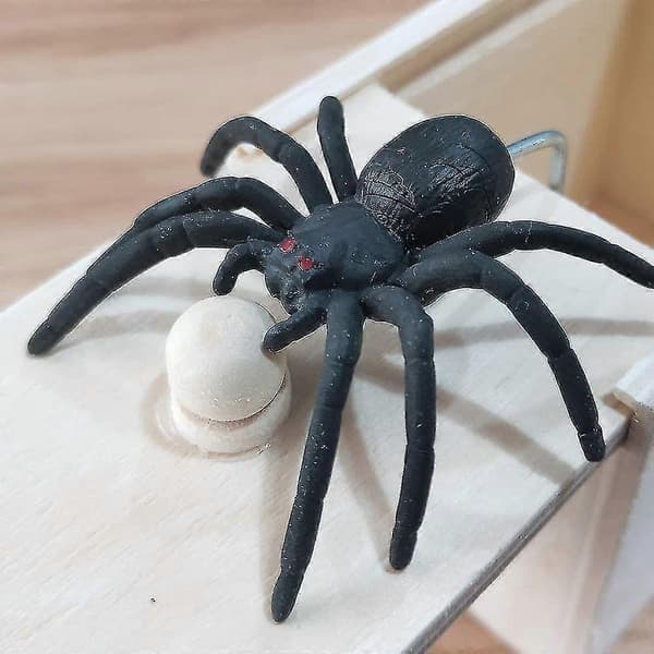 Prank Spider Överraskningslåda Gummispindel Prank Box Knepig Spindel Trälåda