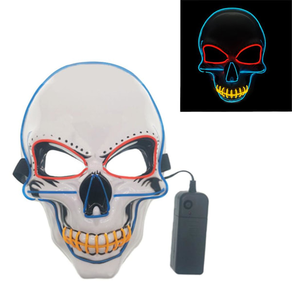 Halloween LED-mask Skalle med Färgglada Ljus Cosplay Eltråd Mask Kostym Mask Semesterfest Presenter för Män Kvinnor