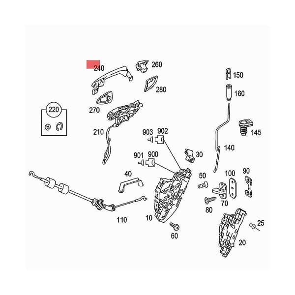 A2217601070 Right Outer Door Handle For S-Class W221 S300 S350l S500 S600 2006-2013 Outer Puller