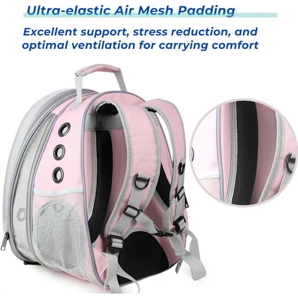 HA~Cat Carrier Backpack, Expandable Bubble Backpack, Pets and Small Dogs, Airline Approved, Designed (Front Expandable-Pink)