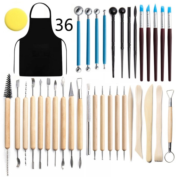 Pottery Clay Sculpting Tools，36Pcs Double Sided Polymer Clay Tools, Ceramic Clay Carving Tool Set with Carrying Case Bag