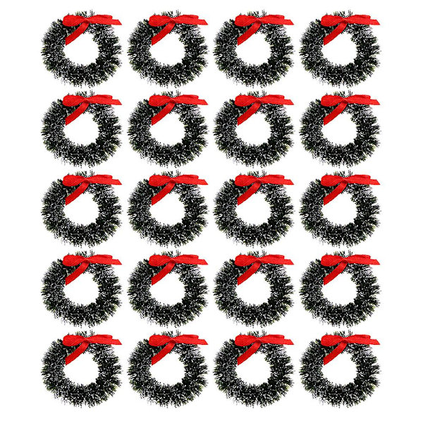 20 st Mini Julkransar för Utomhuslek, Konstgjorda Julkransar, Dekorationer för Julhelgen, Mini Kransar, Hantverk