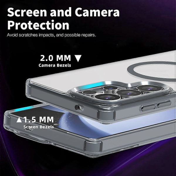 (Harmaa) Kuori Samsung Galaxy S25 Ultralle, yhteensopiva MagSafe TPU+PC Läpinäkyvä puhelinkuori Harmaa